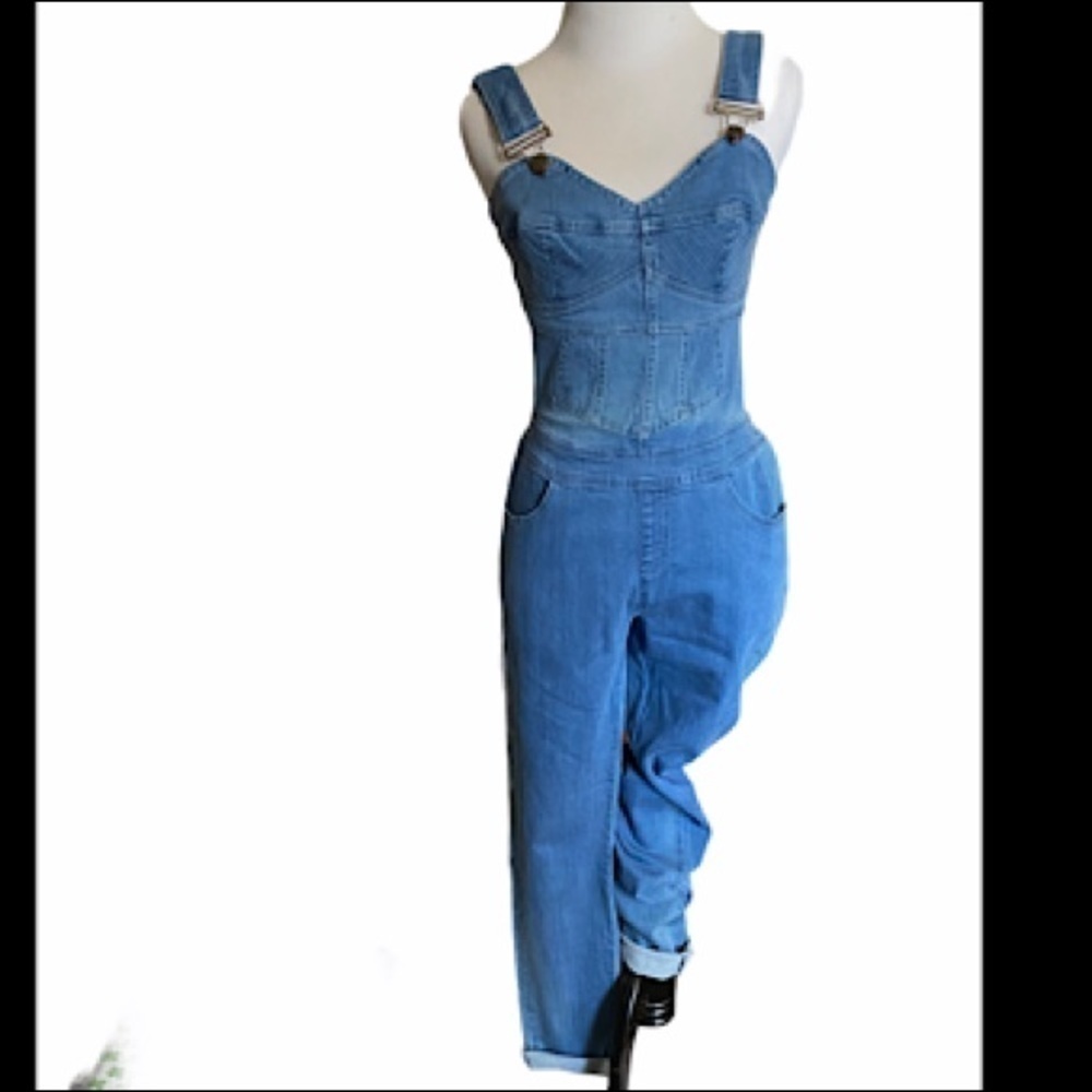 Mebon by Machine Jeans Denim Bustier Overalls Jumpsuit Size Small